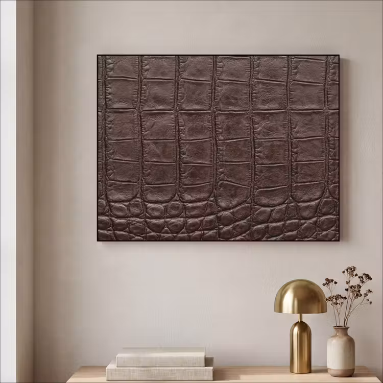 Krokodil - Leer - Bruin Textielframe zwart klein -sfeer2