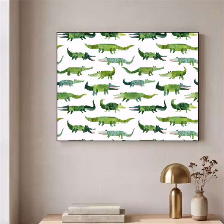 krokodillen - Speels - Groen Textielframe zwart klein 947 -sfeer2