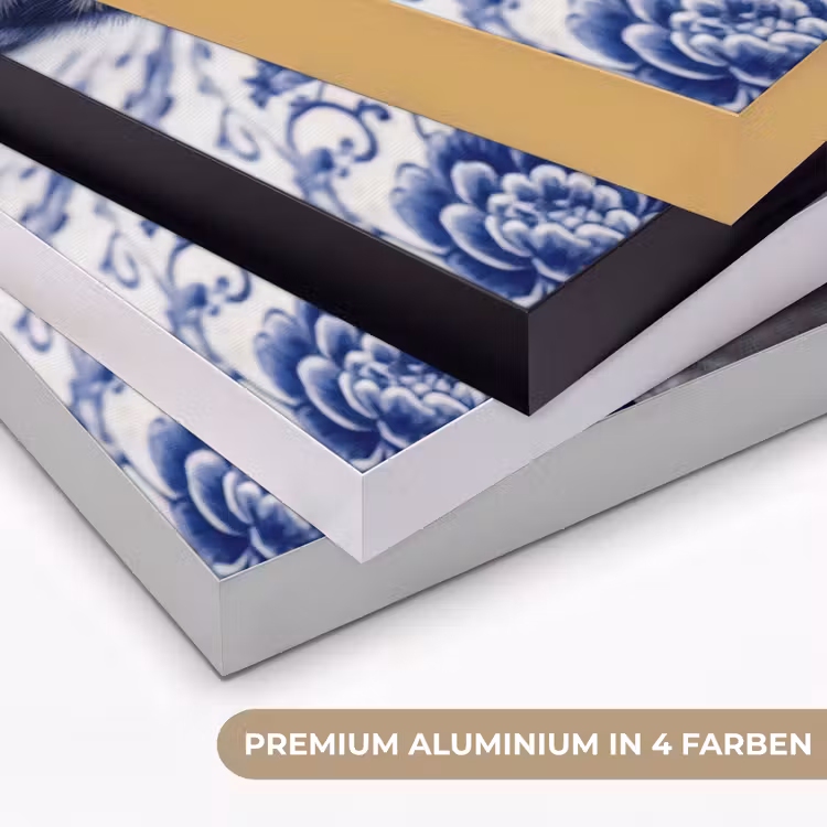 Art Frame - Kuh - Delfts - Blau - Künstlerisch - Koe - Delfts - Blauw - Artistiek Textielframe zwart klein