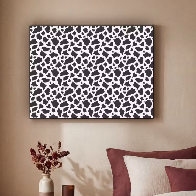 Koe - Vlekken - Patroon - Zwart Textielframe zwart klein 947 -sfeer1