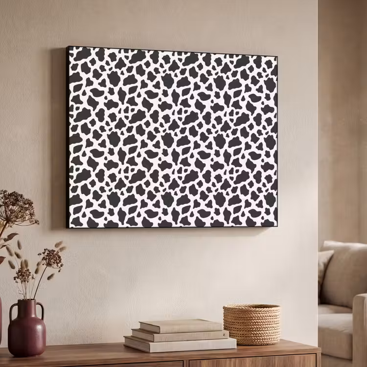 Koe - Vlekken - Patroon - Zwart Textielframe - compleet frame klein 947 -sfeer3