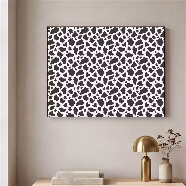 Koe - Vlekken - Patroon - Zwart Textielframe - compleet frame klein 947 -sfeer2
