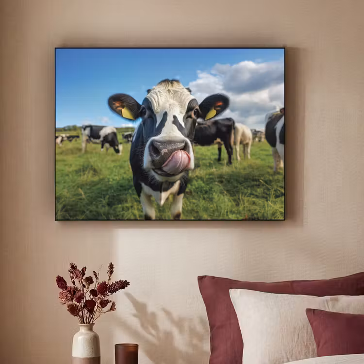 Koe - Tong - Weide Textielframe zwart klein -sfeer1