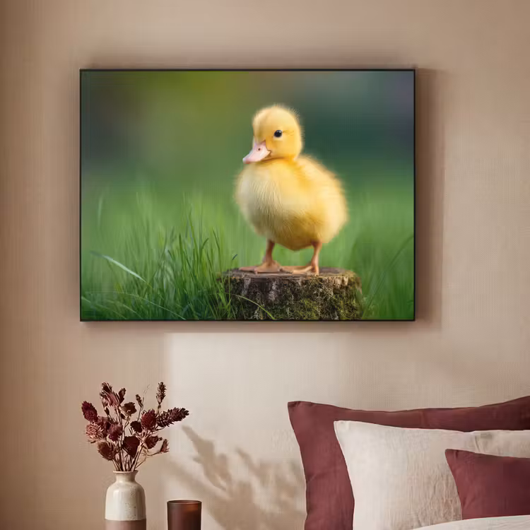 Kuiken - Eend - Geel - Gras Textielframe - compleet frame klein -sfeer1
