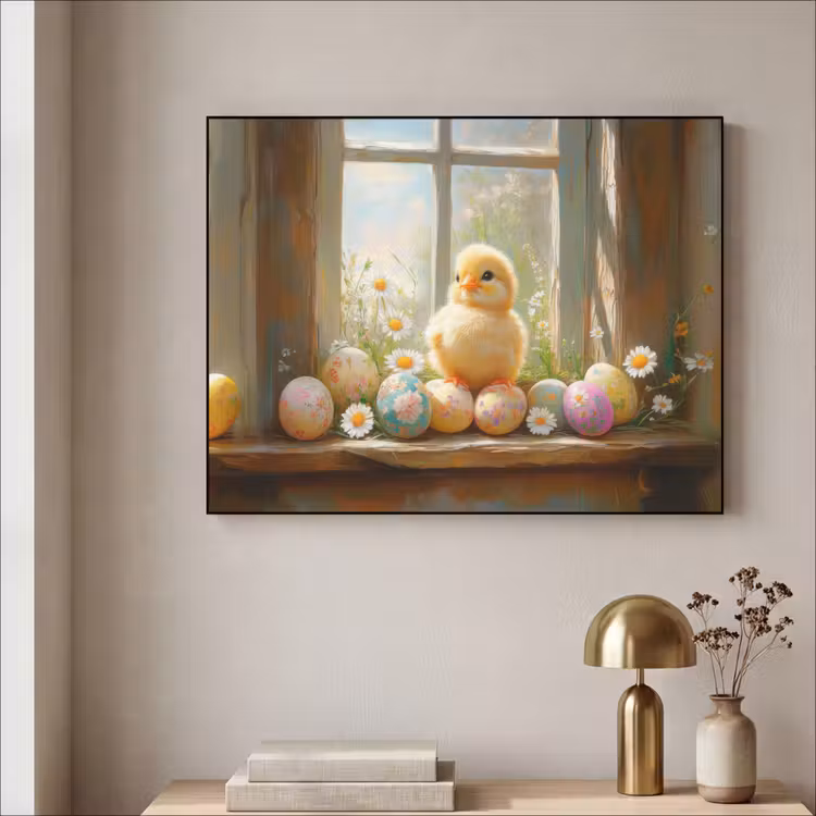 Kuiken - Raam - Paaseieren Textielframe - compleet frame klein -sfeer2