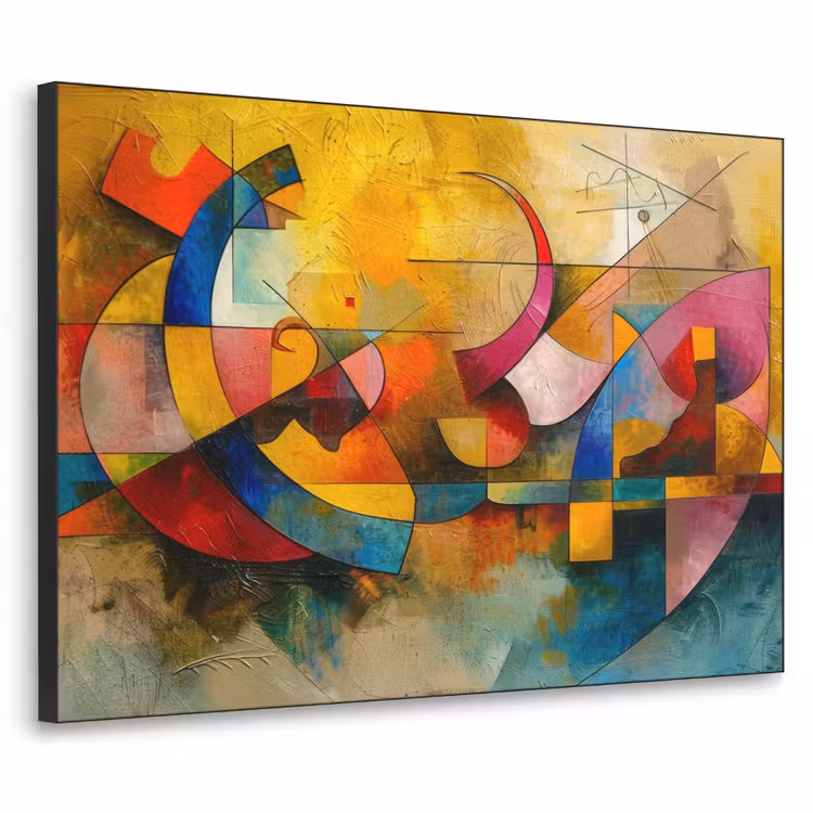 Kunst - Abstract - Aesthetic - Kleurrijk - Art Textielframe zwart klein -3d