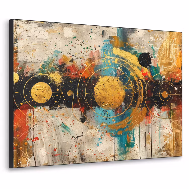 Kunst - Abstract - Aesthetic - Goud Textielframe zwart klein -3d