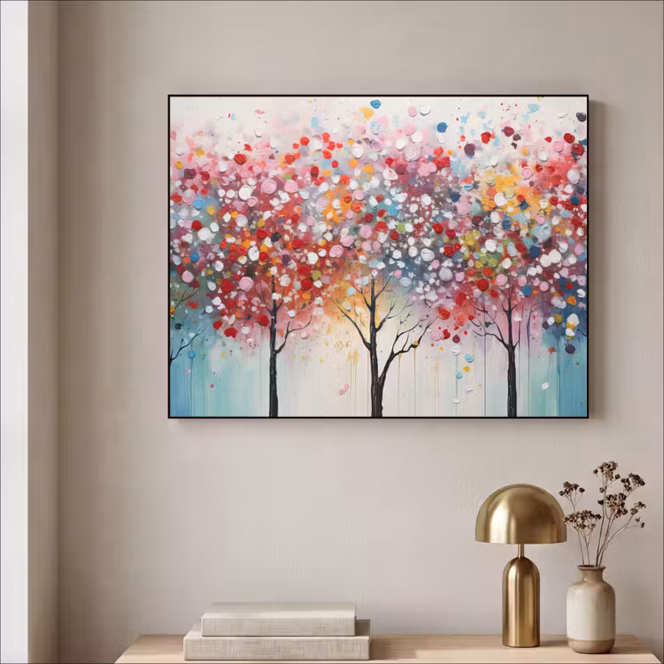 Kunst - Bomen - Natuur - Acryl Textielframe zwart klein -sfeer2