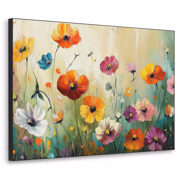 Kunst - Bloemen - Lente - Natuur Textielframe - compleet frame klein -3d