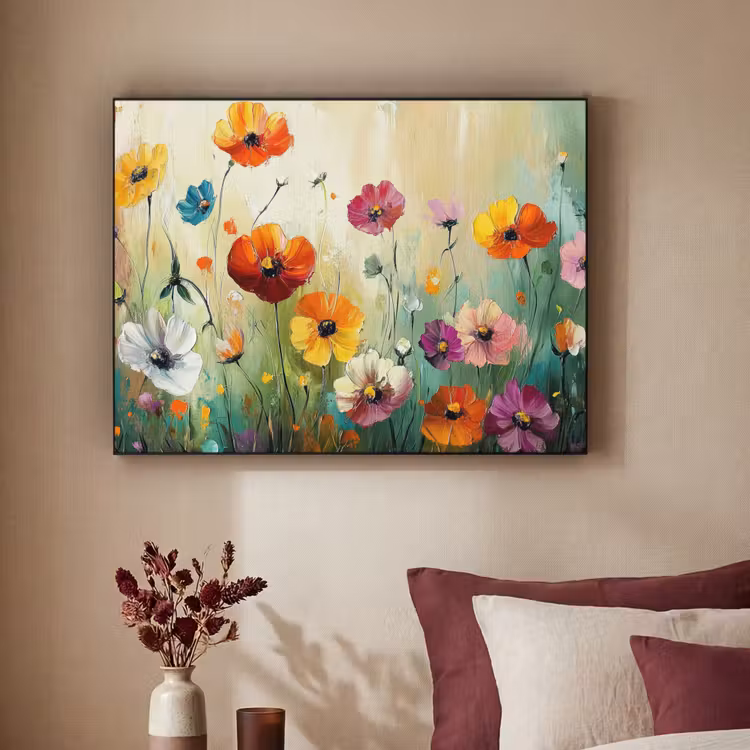 Kunst - Bloemen - Lente - Natuur Textielframe zwart klein -sfeer1