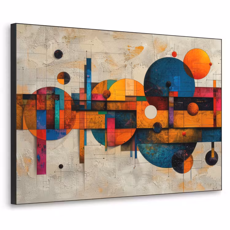 Kunst - Kleurrijk - Modern - Vormen Textielframe zwart klein -3d
