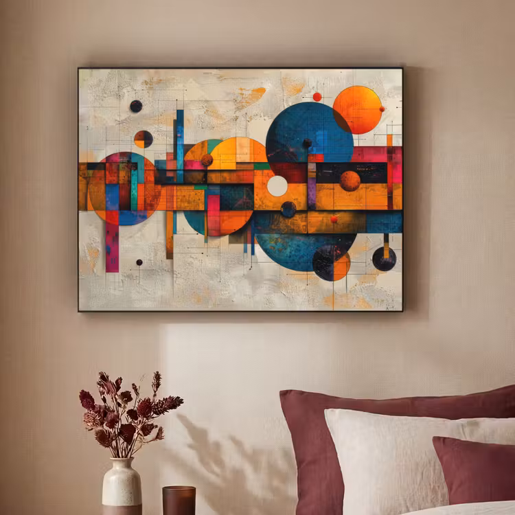 Kunst - Kleurrijk - Modern - Vormen Textielframe zwart klein -sfeer1