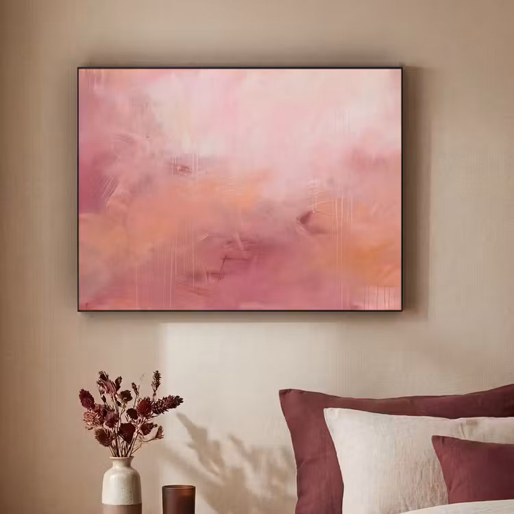 Kunst - Vloeiend - Pastel - Abstract Textielframe zwart klein -sfeer1