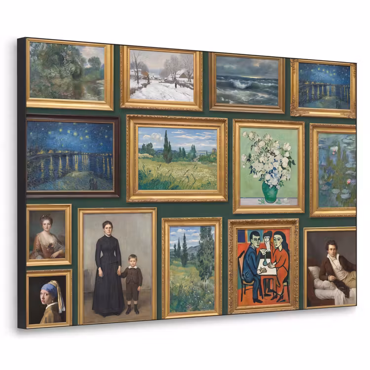 Kunst - Schilderijen - Collectie - Klassiek - Groen Textielframe zwart klein -3d