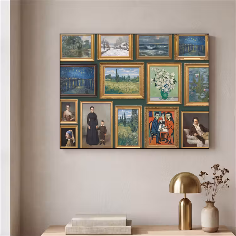 Kunst - Schilderijen - Collectie - Klassiek - Groen Textielframe zwart klein -sfeer2