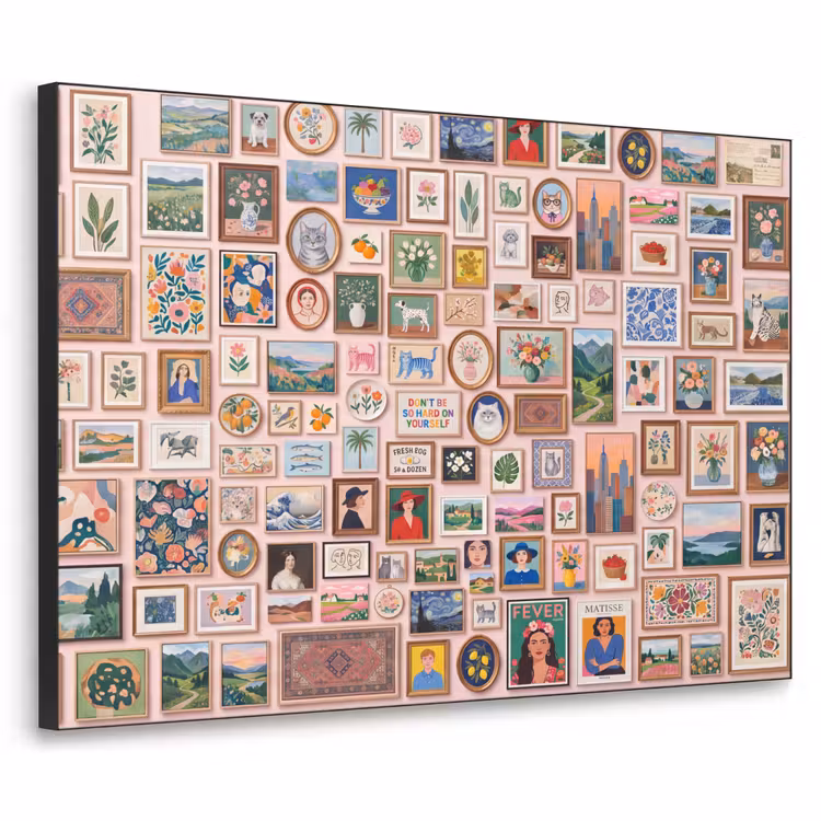Kunst - Collectie - Decoratie - Modern - Kleurrijk Textielframe zwart klein -3d