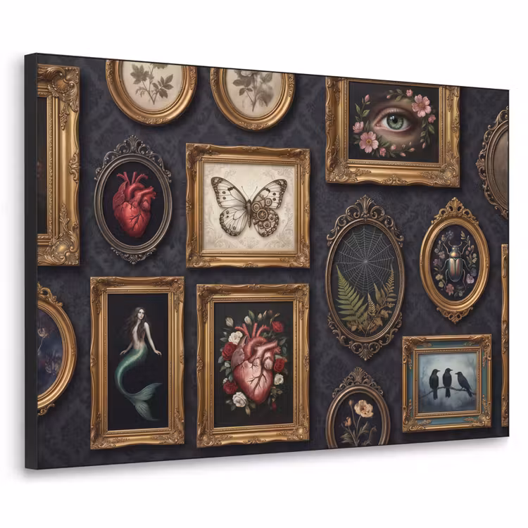 Kunst - Collectie - Vintage - Klassiek - Donker Textielframe zwart klein -3d