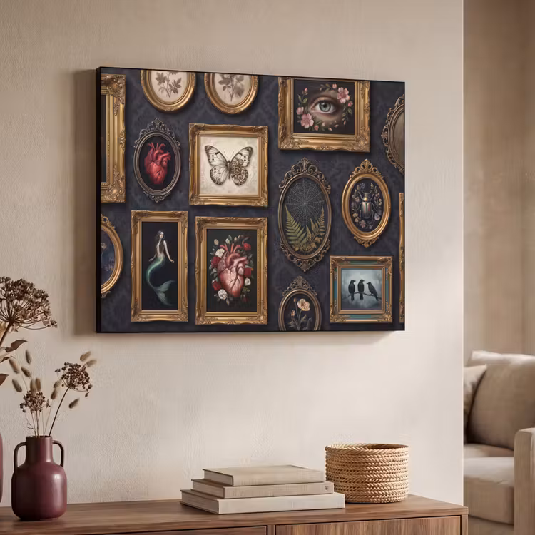 Kunst - Collectie - Vintage - Klassiek - Donker Textielframe zwart klein -sfeer3