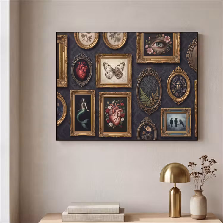 Kunst - Collectie - Vintage - Klassiek - Donker Textielframe zwart klein -sfeer2
