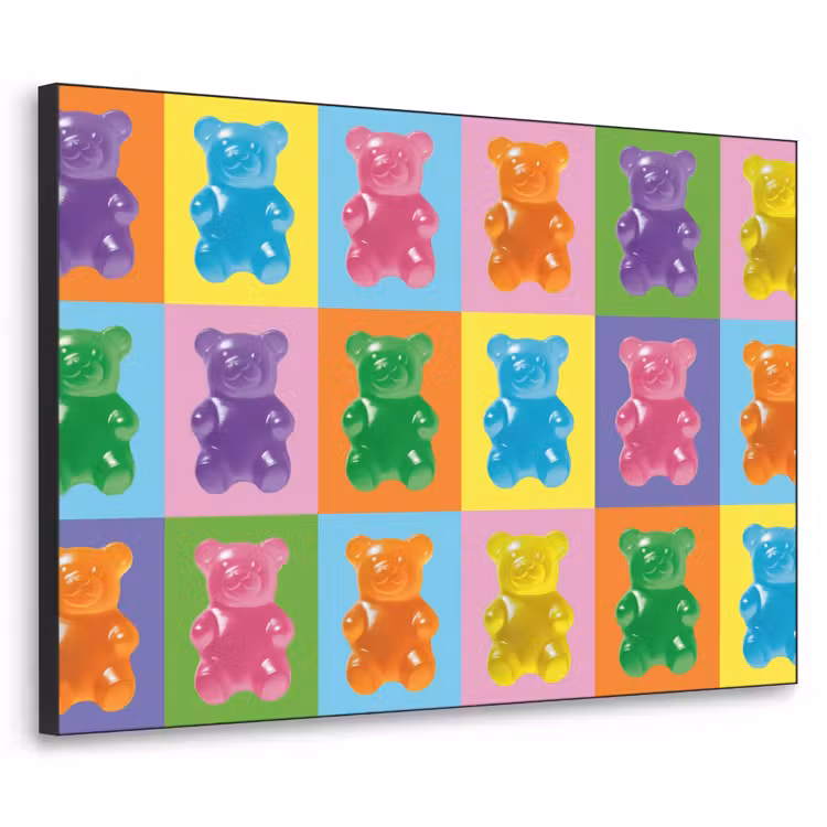 Art- Snoep - Kleurrijk Textielframe zwart klein -3d