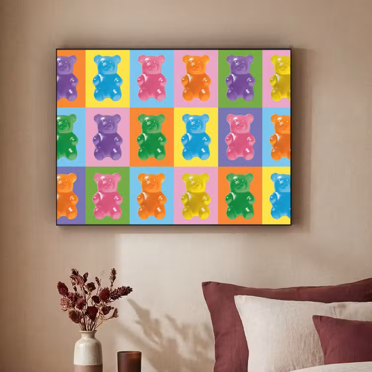 Art- Snoep - Kleurrijk Textielframe - compleet frame klein -sfeer1