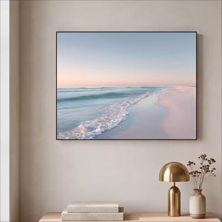 Kustlijn - Pastel - water Textielframe zwart klein -sfeer2