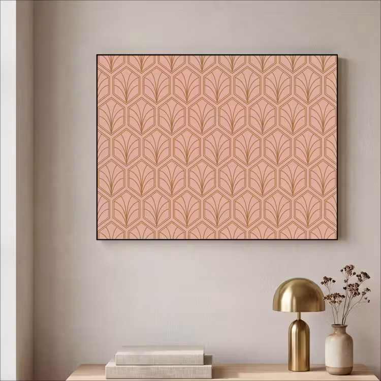 Zalmroze - Patroon - Geometrisch Textielframe - compleet frame klein 947 -sfeer2
