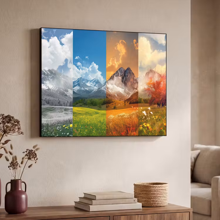 Landschap - 4 seizoenen - Natuur - Winter - Lente - Zomer - Herfst Textielframe - compleet frame klein -sfeer3