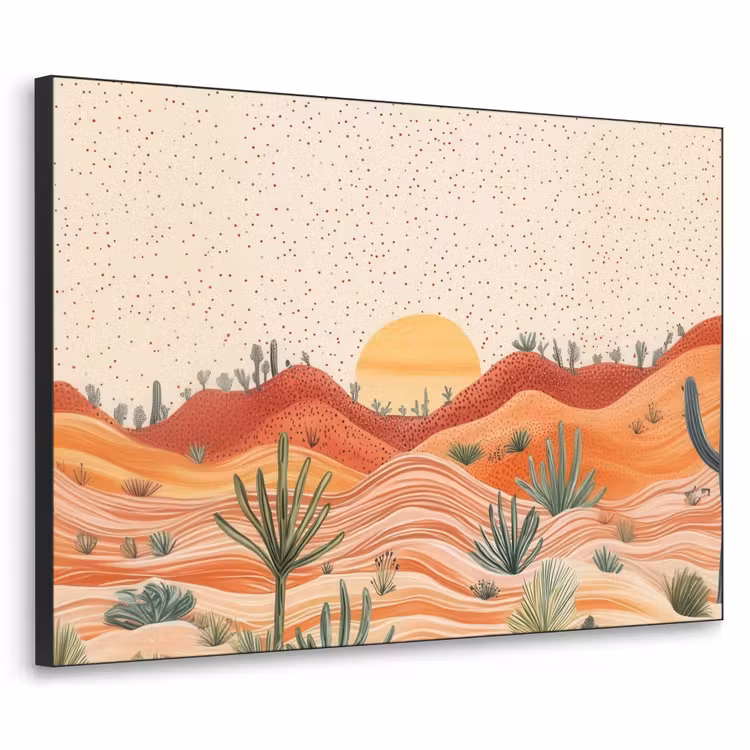 Landschap - Heuvels - Zonsondergang Textielframe - compleet frame klein -3d
