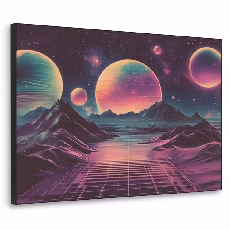 Landschap - Planeten - Horizon - Paars Textielframe - compleet frame klein -3d