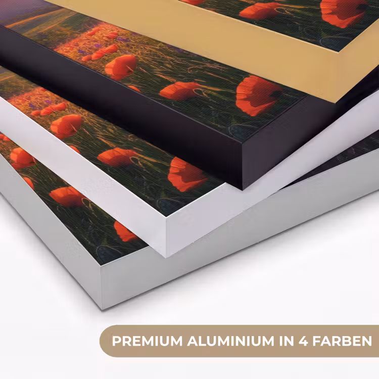 Landschap - Zonsondergang - Bloemenveld Textielframe zwart klein -USP_kleurenDE