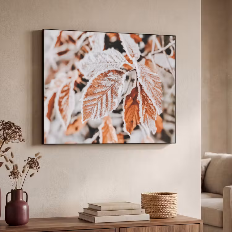 Bladeren - IJs - Winter - Natuur Textielframe - compleet frame klein -sfeer3