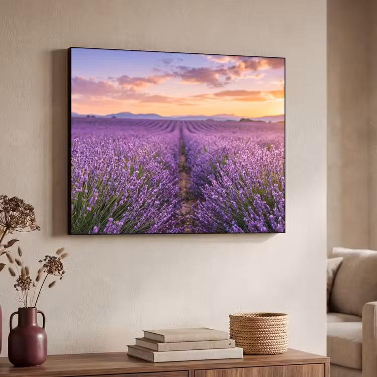 Lavendel - Veld - Natuur - Paars Textielframe zwart klein -sfeer3