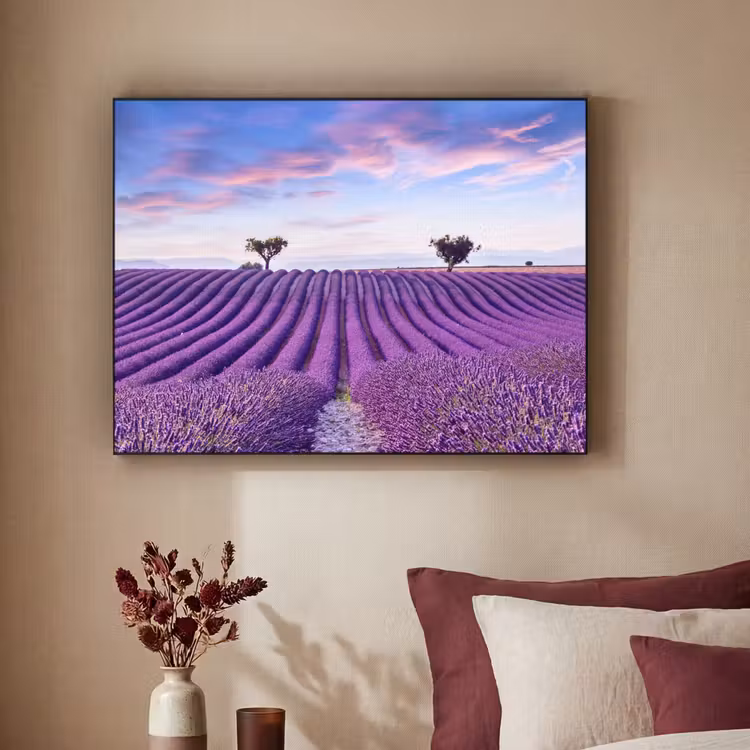 Lavendel - Natuur - Paars - Bomen - Bloemen Textielframe zwart klein -sfeer1