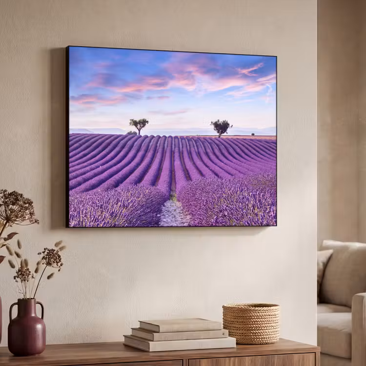 Lavendel - Natuur - Paars - Bomen - Bloemen Textielframe zwart klein -sfeer3