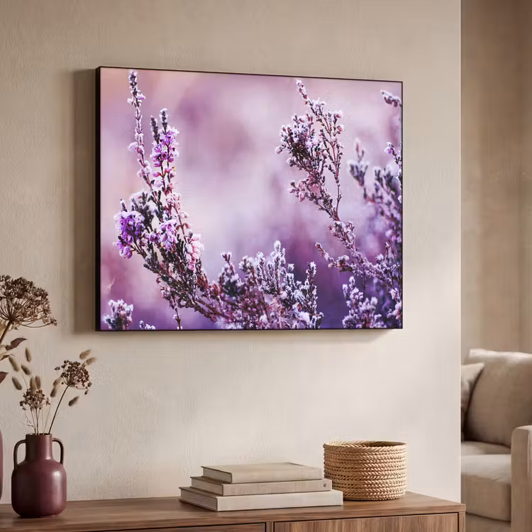 Lavendel - Winter - Bloemen - Paars Textielframe - compleet frame klein -sfeer3