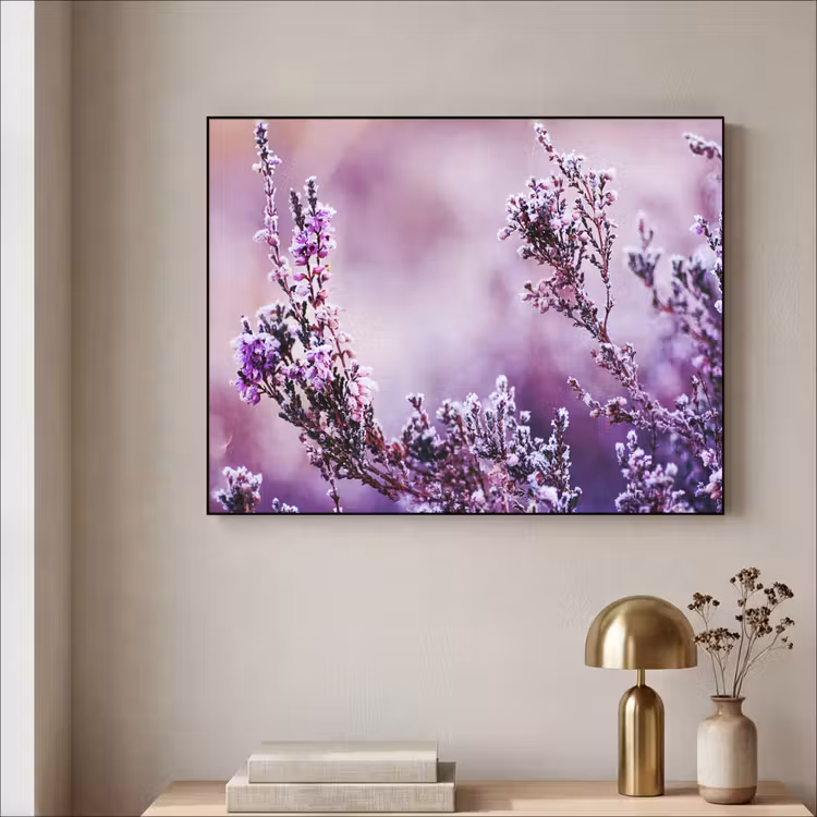 Lavendel - Winter - Bloemen - Paars Textielframe - compleet frame klein -sfeer2