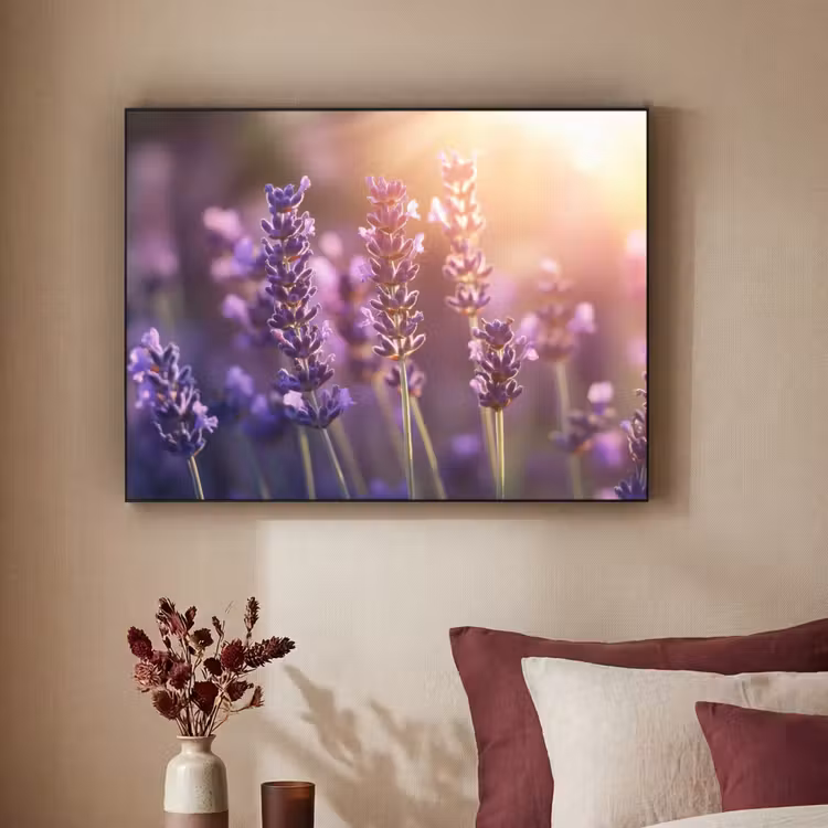 Lavendelbloemen - Paars - Zonlicht Textielframe - compleet frame klein -sfeer1