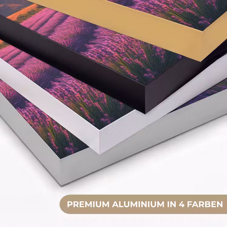 Lavendelveld - Zonsondergang - Paars Textielframe zwart klein -USP_kleurenDE