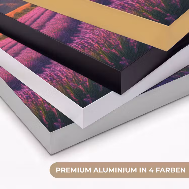 Lavendelveld - Quote - Zonsondergang Textielframe zwart klein -USP_kleurenDE