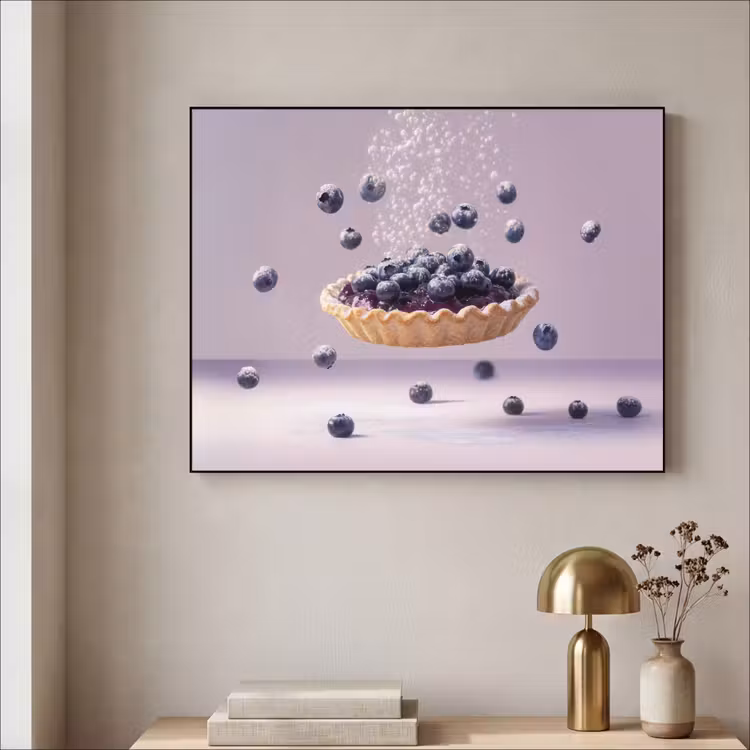 Eten - Taart - Bessen - Blauw Textielframe zwart klein -sfeer2