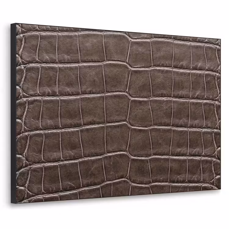 Leer - Krokodil - Mat Textielframe zwart klein -3d