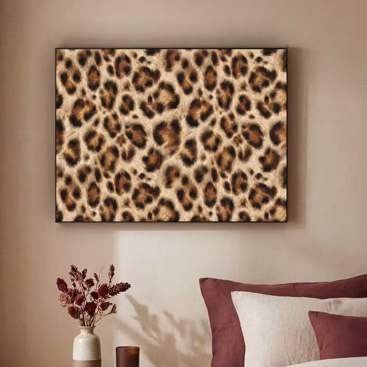 Luipaard - Bruin - Vacht Textielframe zwart klein 947 -sfeer1