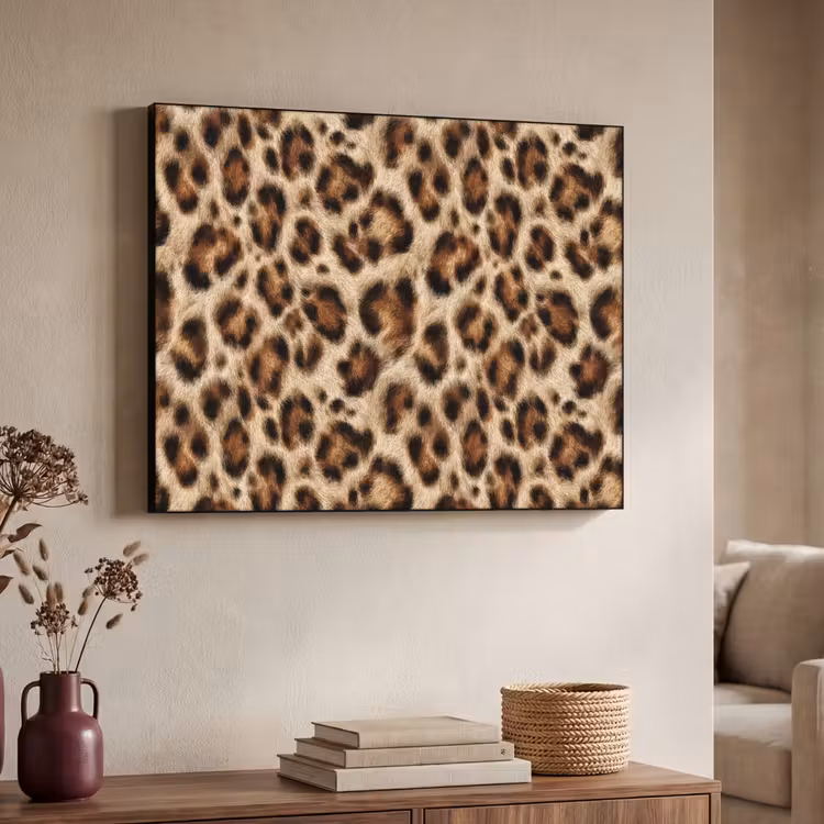 Luipaard - Bruin - Vacht Textielframe zwart klein 947 -sfeer3