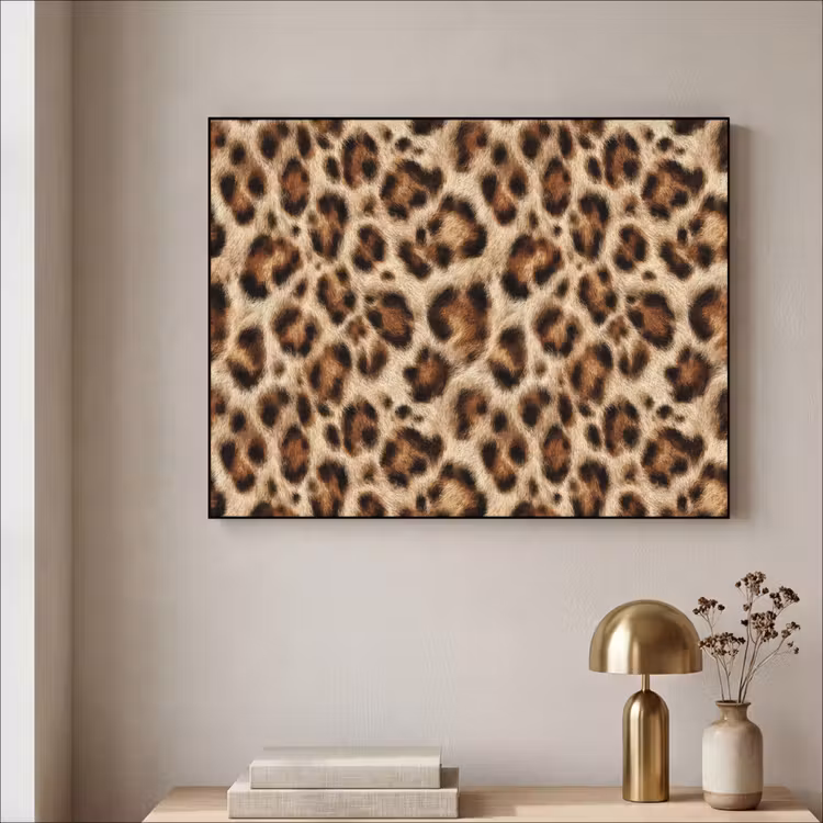 Luipaard - Bruin - Vacht Textielframe zwart klein 947 -sfeer2
