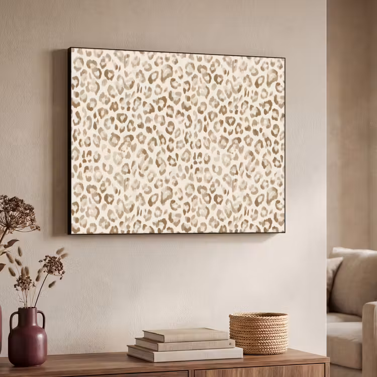 Luipaard - Klassiek - Beige Textielframe zwart klein 947 -sfeer3