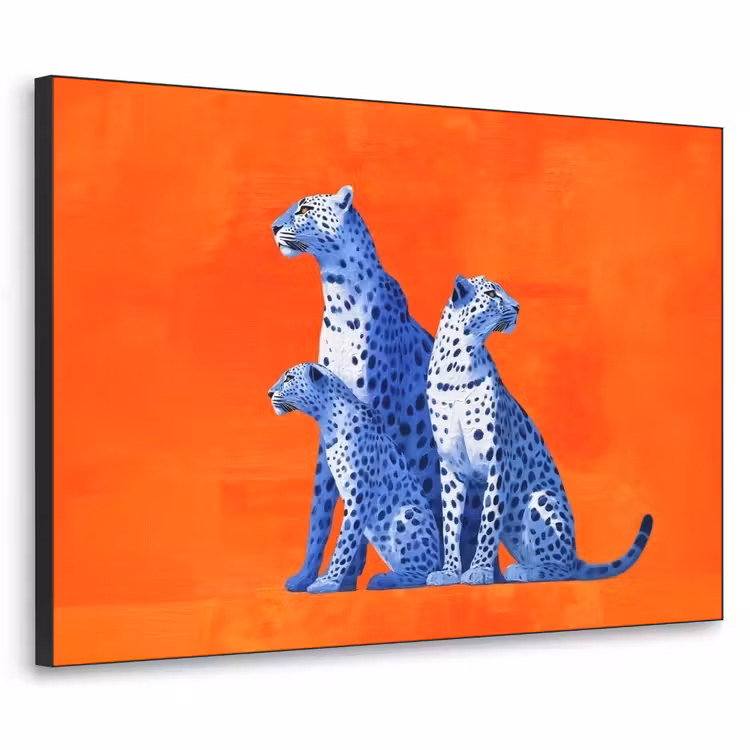 Luipaarden - Stippen - Oranje Textielframe zwart klein -3d