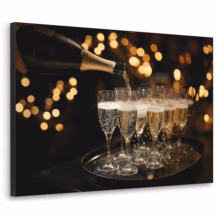 Lichter - Champagner - Gläser Textielframe zwart klein -3d