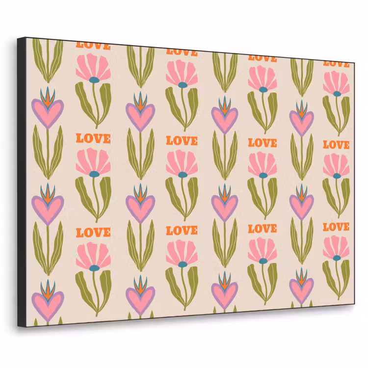 Love - Patroon - Bloemen - Hartjes Textielframe - compleet frame klein 947 -3d