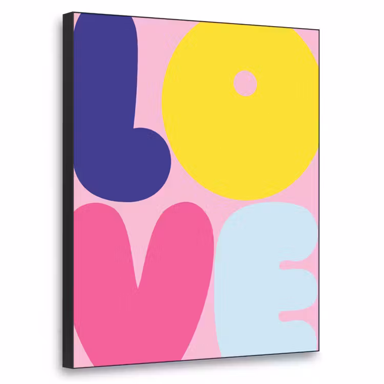 Love - Valentijn - Kleurrijk Textielframe zwart klein -3d
